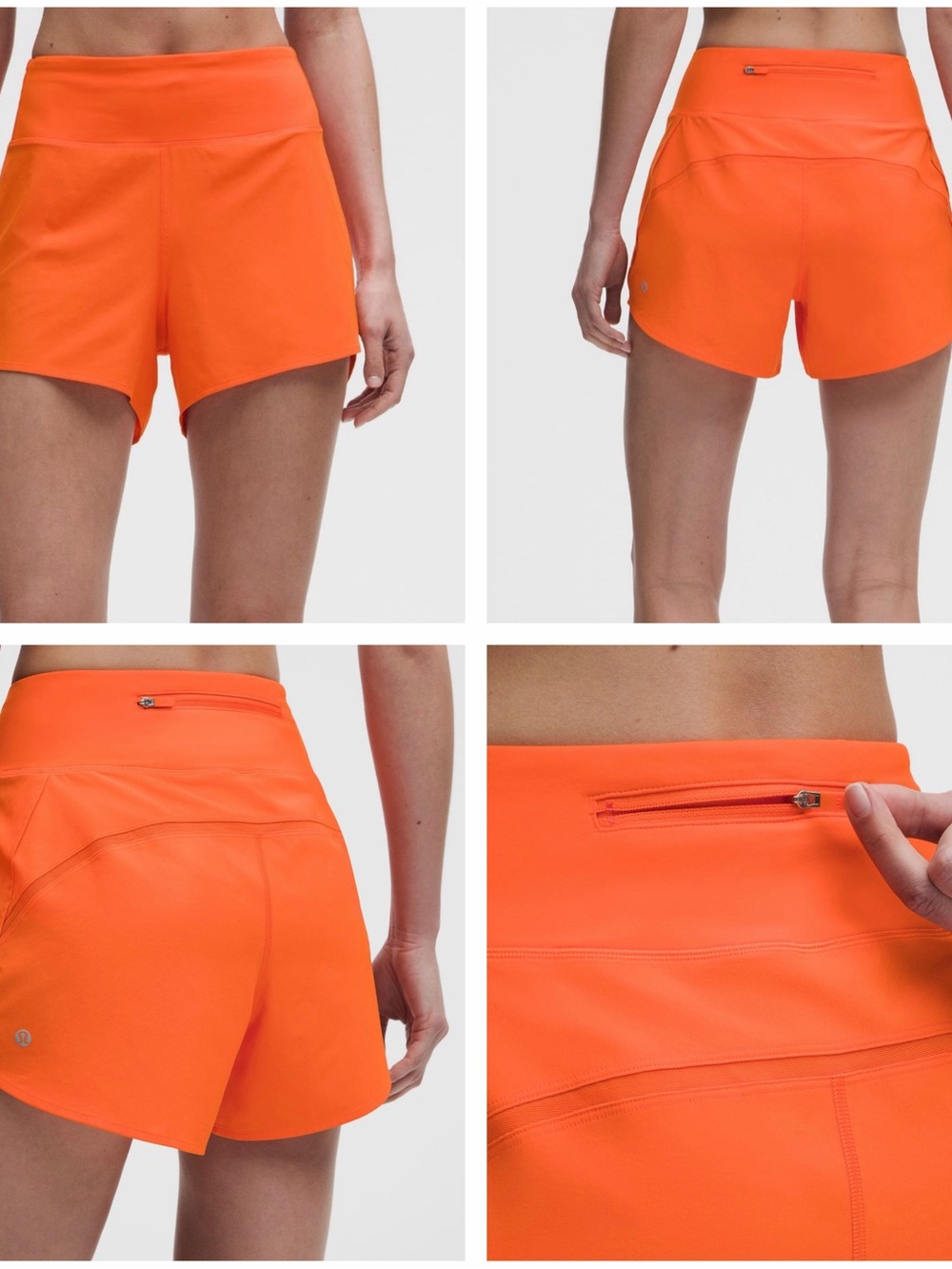 lululemon athletica Bright Orange Athletic Shorts with Back Zipper